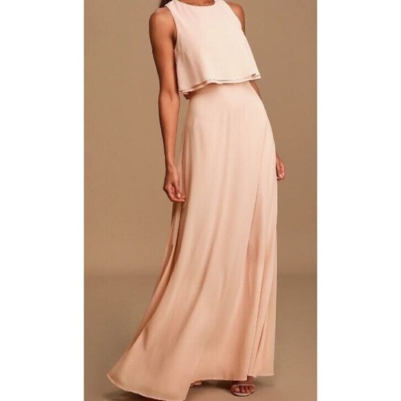 New Lulu's Utterly Enchanting Blush Sleeveless Dress Womens S Maxi Chiffon - Picture 1 of 8